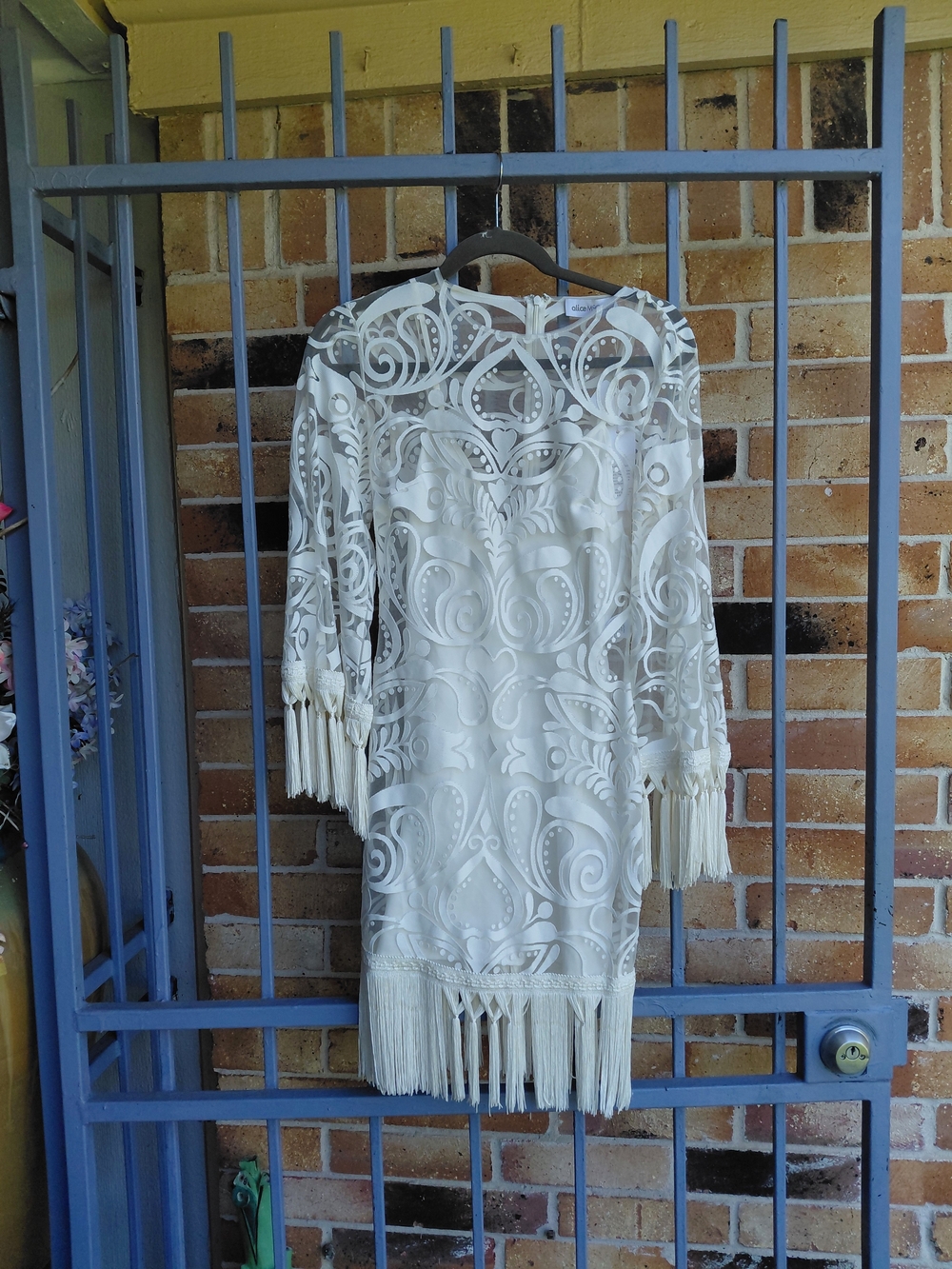 Alice McCall Cream Lace Fringe Mini Dress